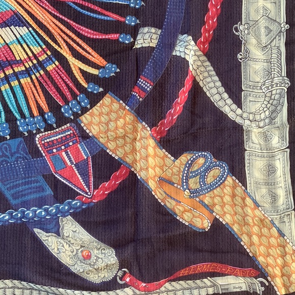 Authentic Hermes Ceintures et Liens silk mousseline shawl - Picture 3 of 12